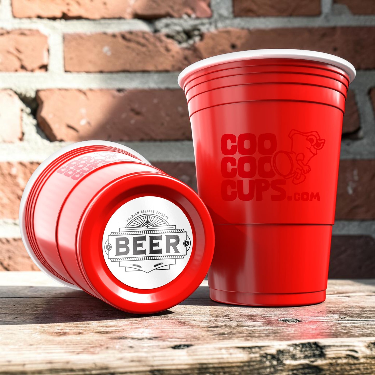 CooCoo Cups® 16oz "BEER" Emblem Party Cups - 50 Count