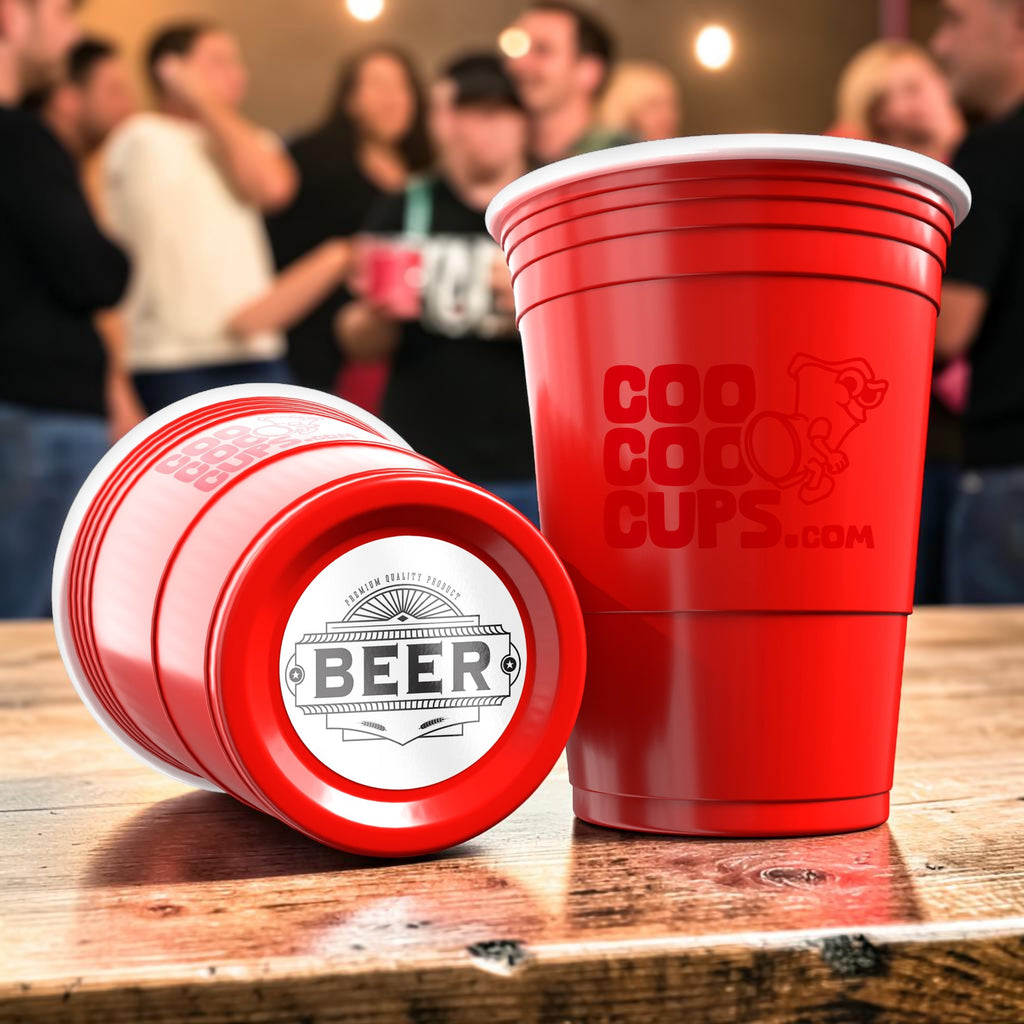 CooCoo Cups® 16oz "BEER" Emblem Party Cups - 50 Count
