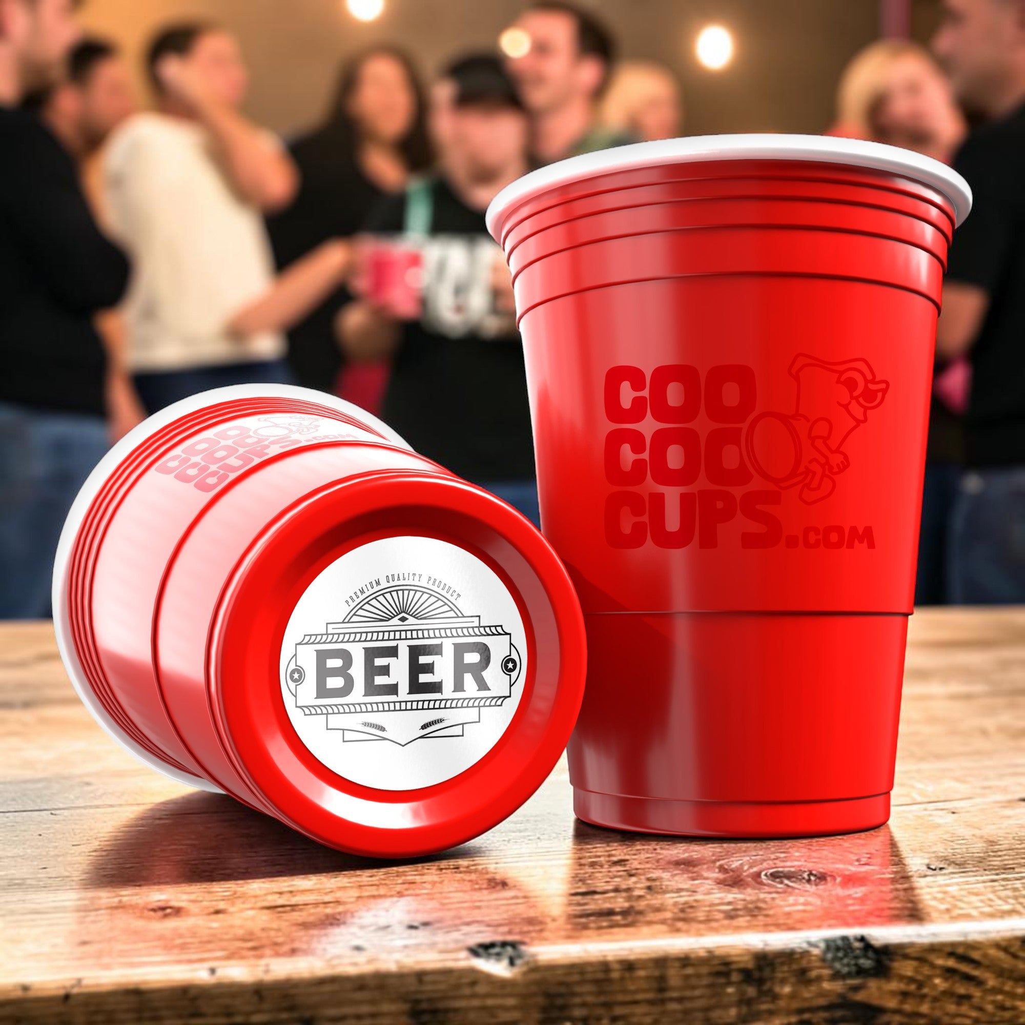 CooCoo Cups® 16oz "BEER" Emblem Party Cups - 50 Count