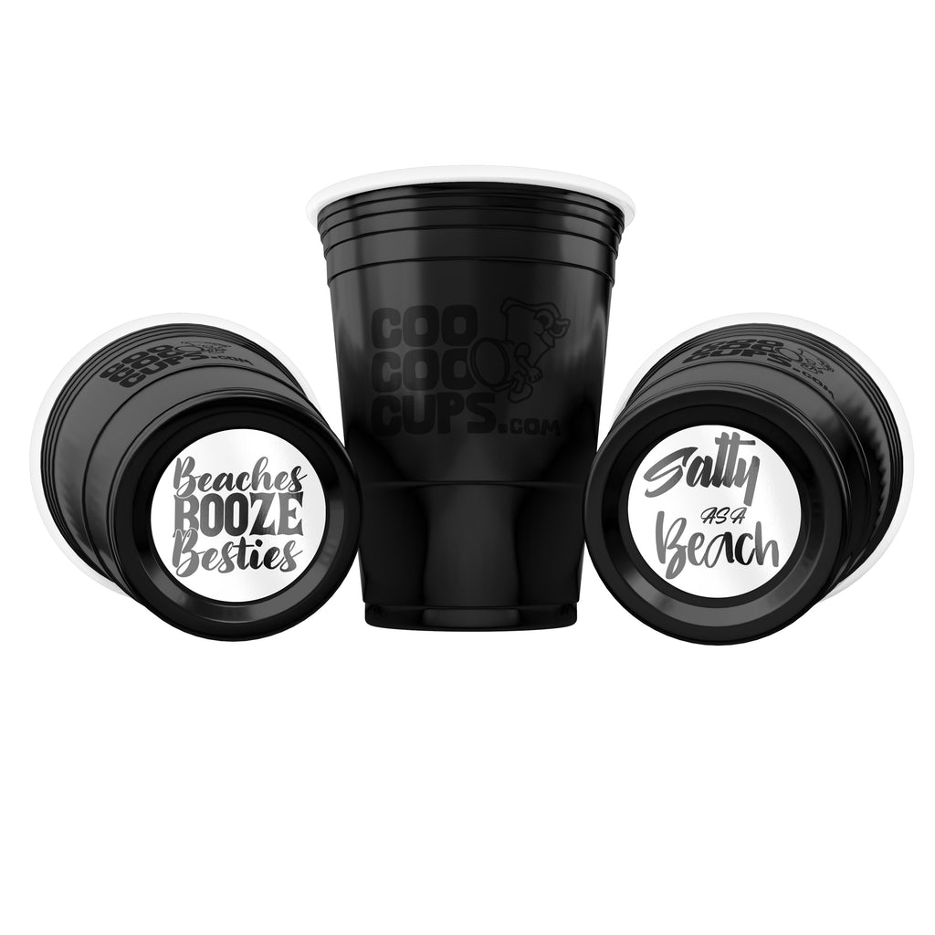 CooCoo Cups® 16oz "Beaches, Booze, Besties & Salty as a Beach" Party Cups - 50 Count