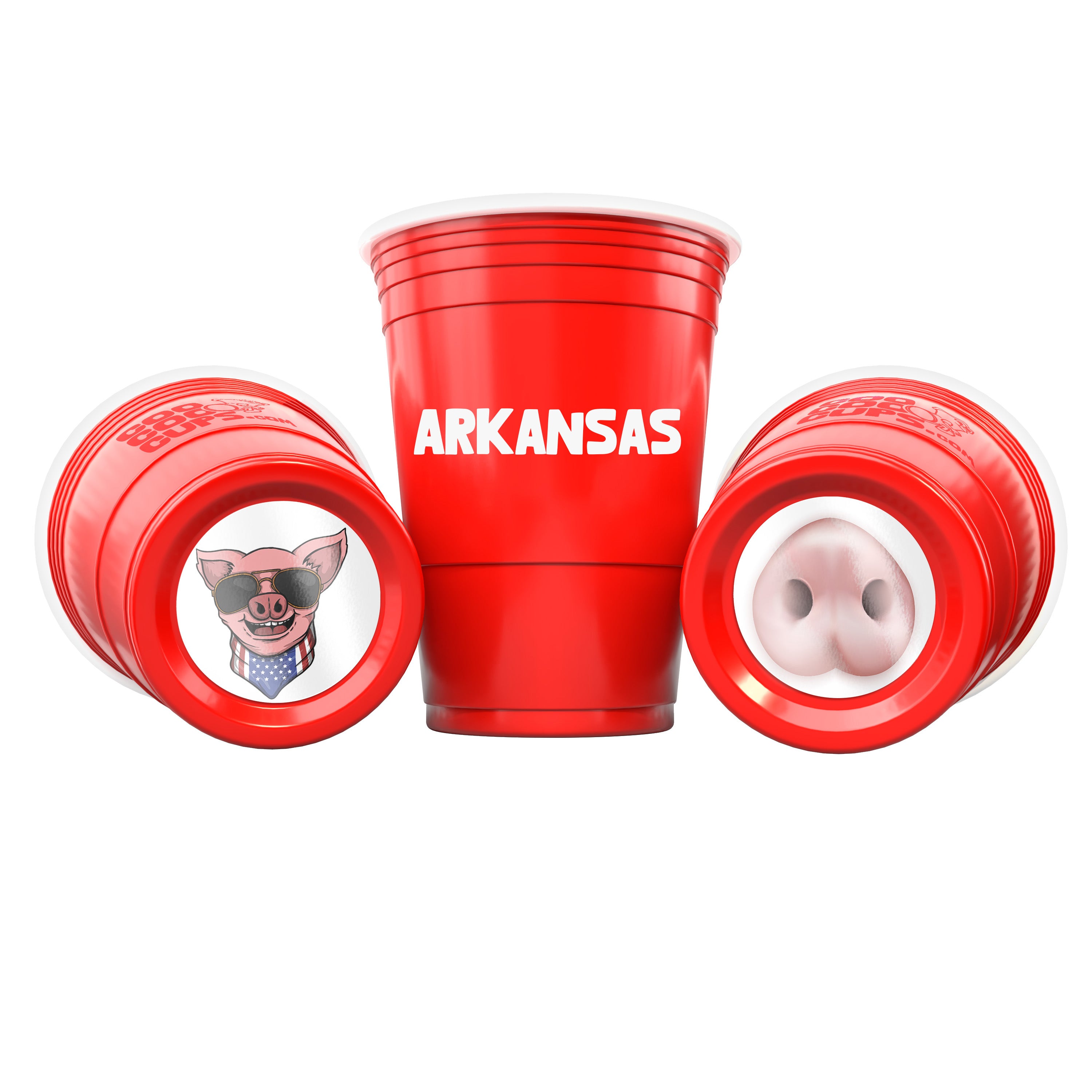 CooCoo Cups® 16oz Arkansas "Cool Pig & Pig Nose" Party Cups - 50 Count