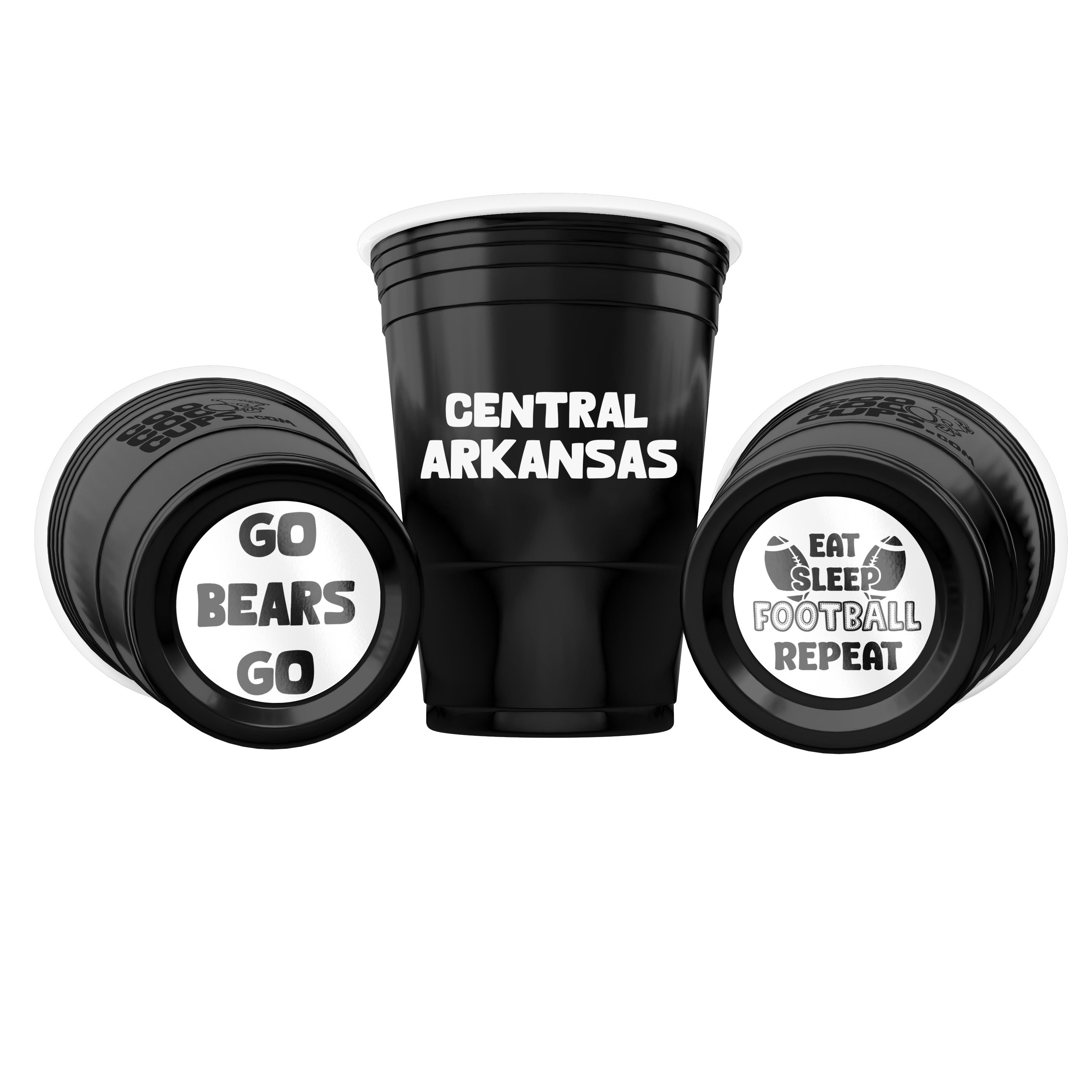 CooCoo Cups® 16oz Central Arkansas "Go Bears & Eat, Sleep, Football, Repeat" Party Cups - 50 Count