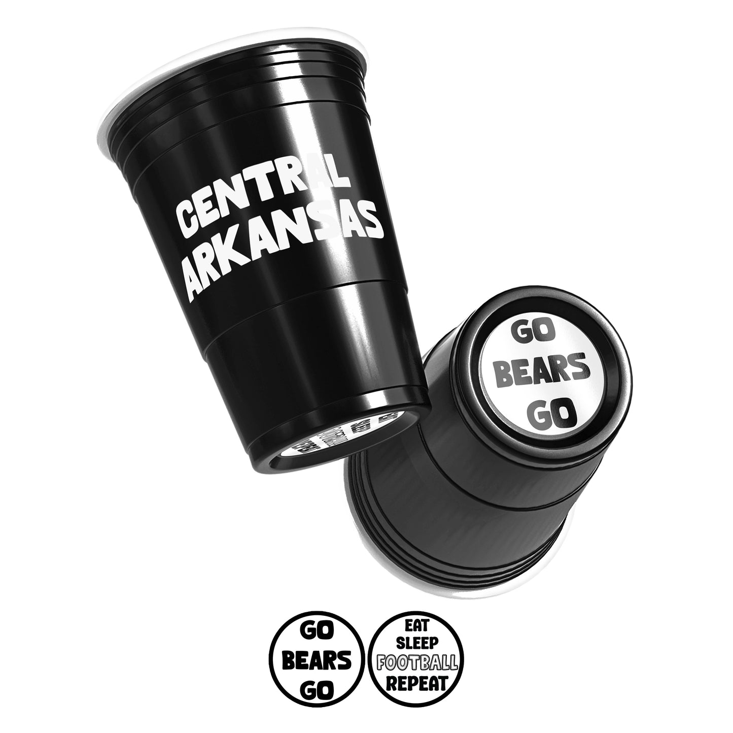 CooCoo Cups® 16oz Central Arkansas "Go Bears & Eat, Sleep, Football, Repeat" Party Cups - 50 Count
