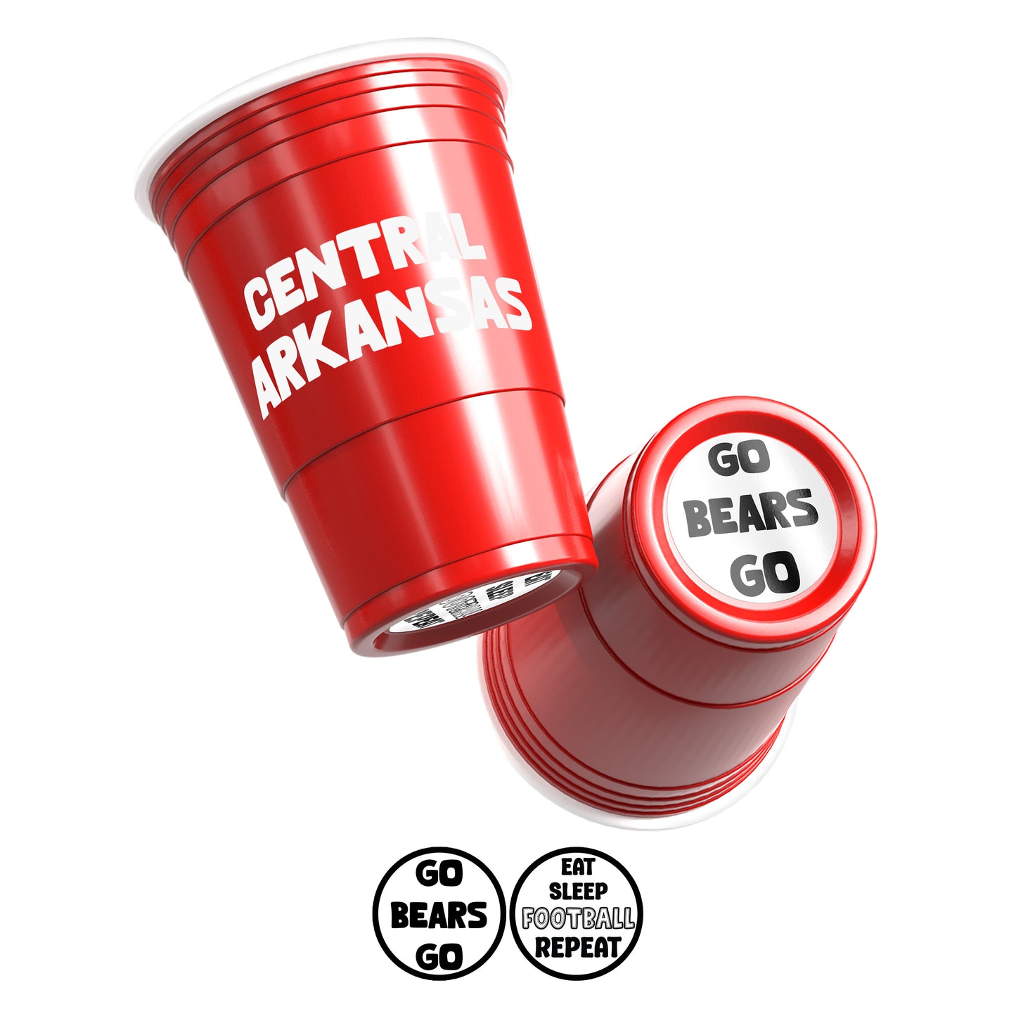 CooCoo Cups® 16oz Central Arkansas "Go Bears & Eat, Sleep, Football, Repeat" Party Cups - 50 Count