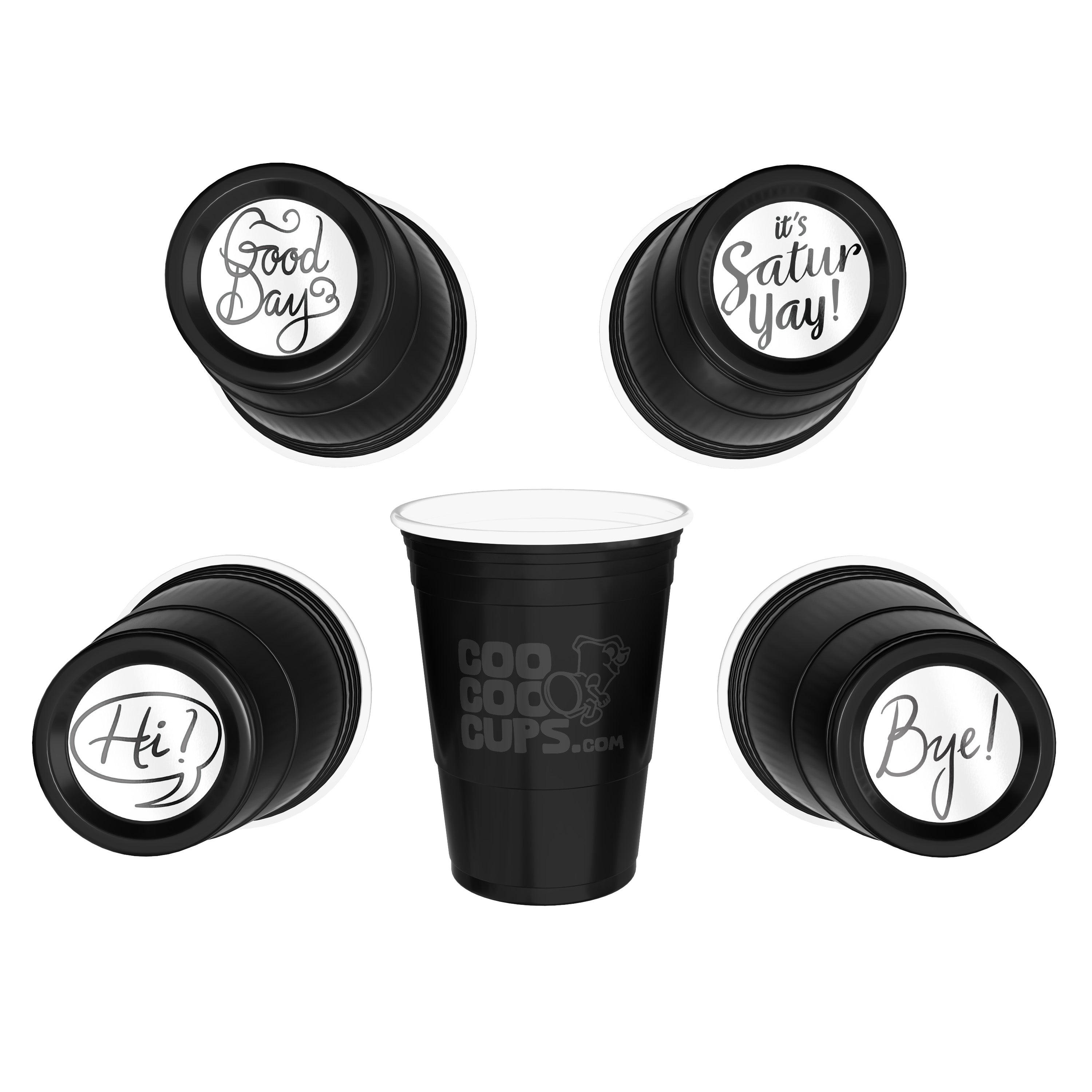 CooCoo Cups® 16oz "Hi, Bye, Good Day, SaturYay" Party Cups - 50 Count