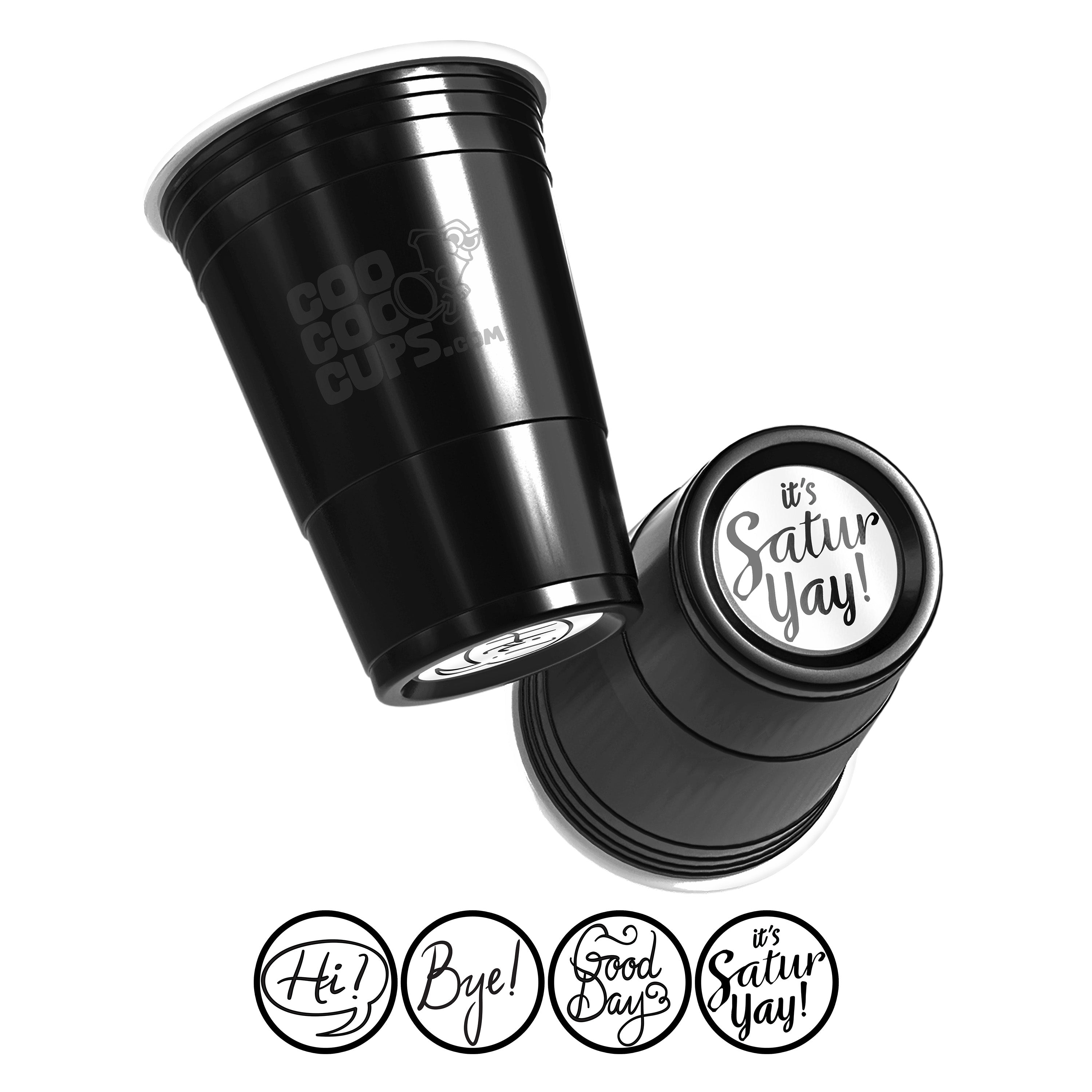 CooCoo Cups® 16oz "Hi, Bye, Good Day, SaturYay" Party Cups - 50 Count