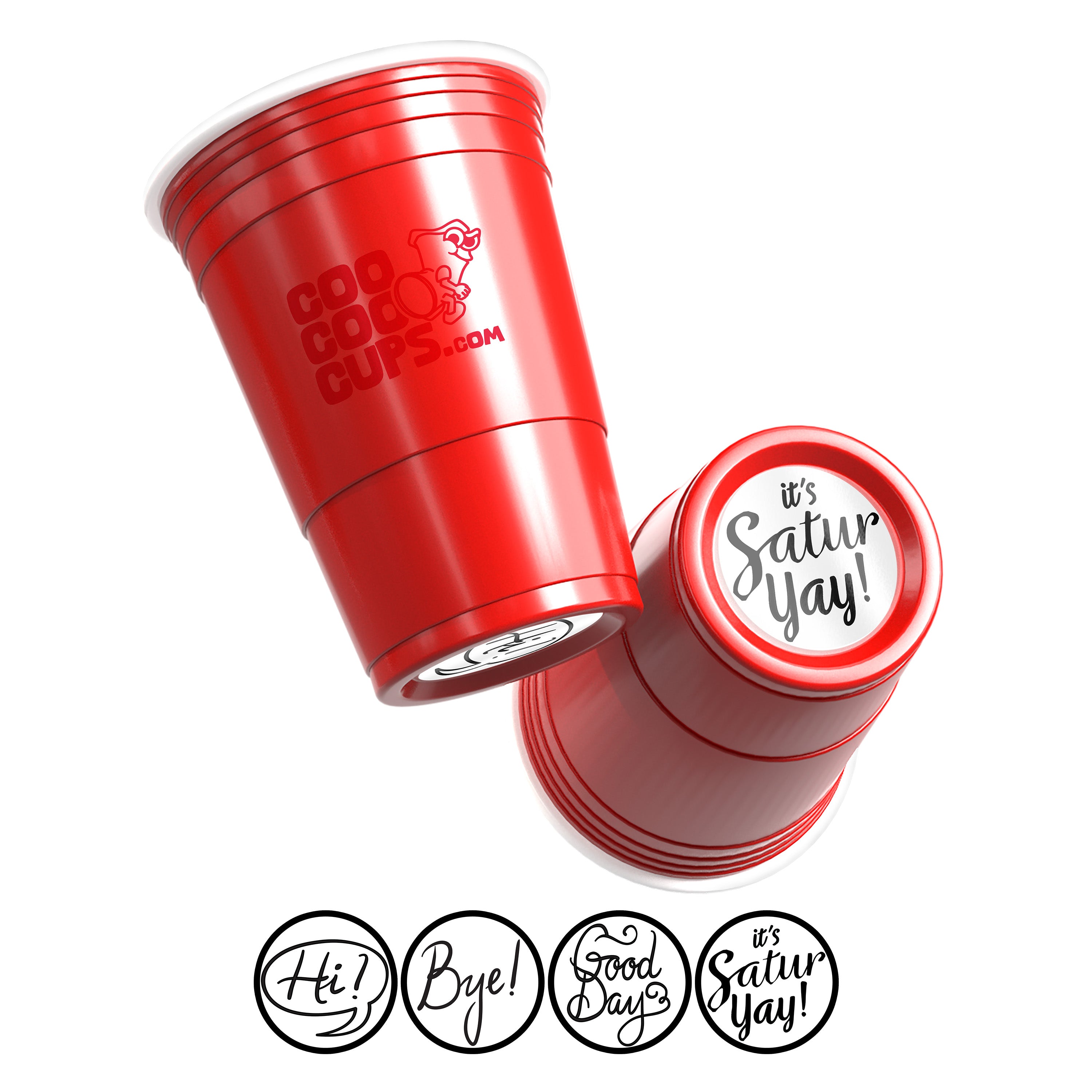 CooCoo Cups® 16oz "Hi, Bye, Good Day, SaturYay" Party Cups - 50 Count