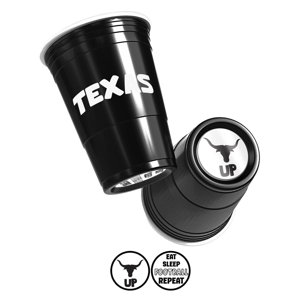 CooCoo Cups® 16oz Texas "Horns Up & Eat, Sleep, Football, Repeat" Party Cups - 50 Count