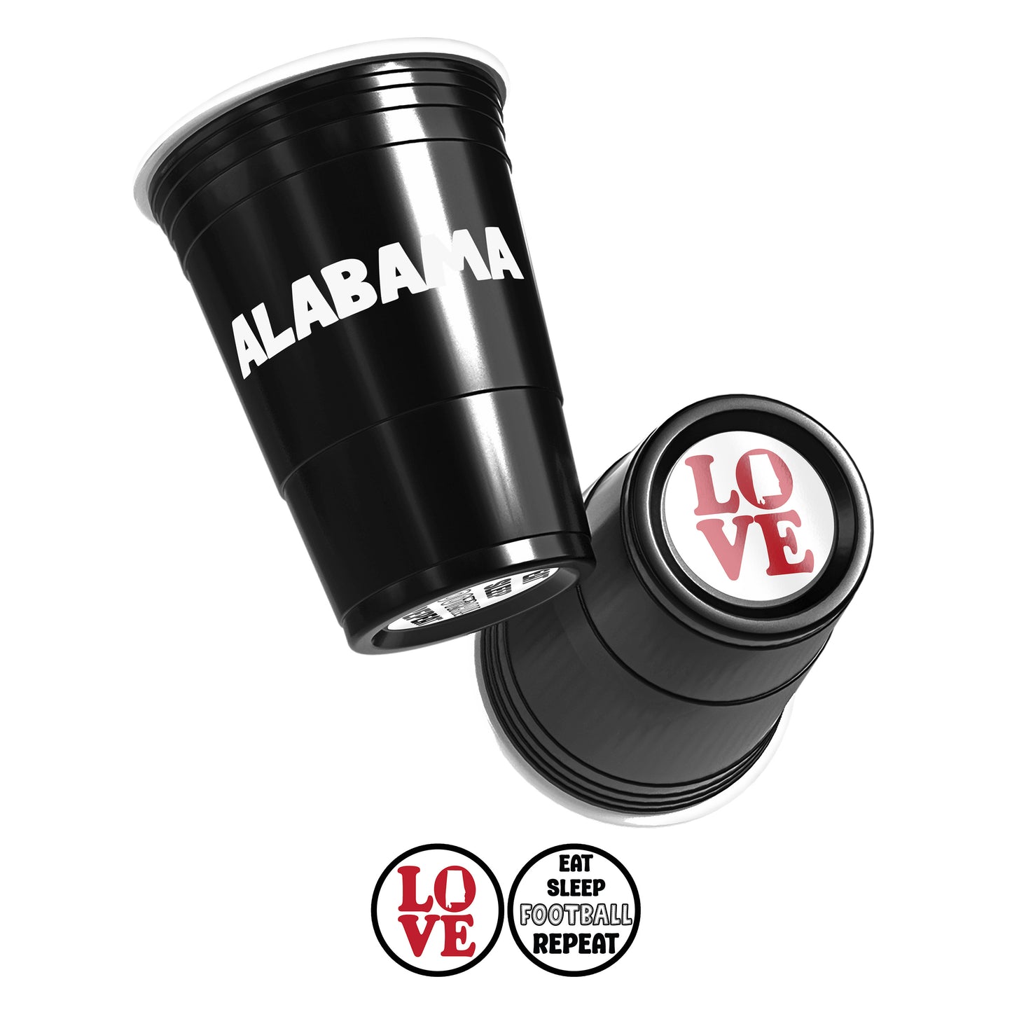 CooCoo Cups® 16oz Alabama "Love Bama & Eat, Sleep, Football, Repeat" Party Cups - 50 Count