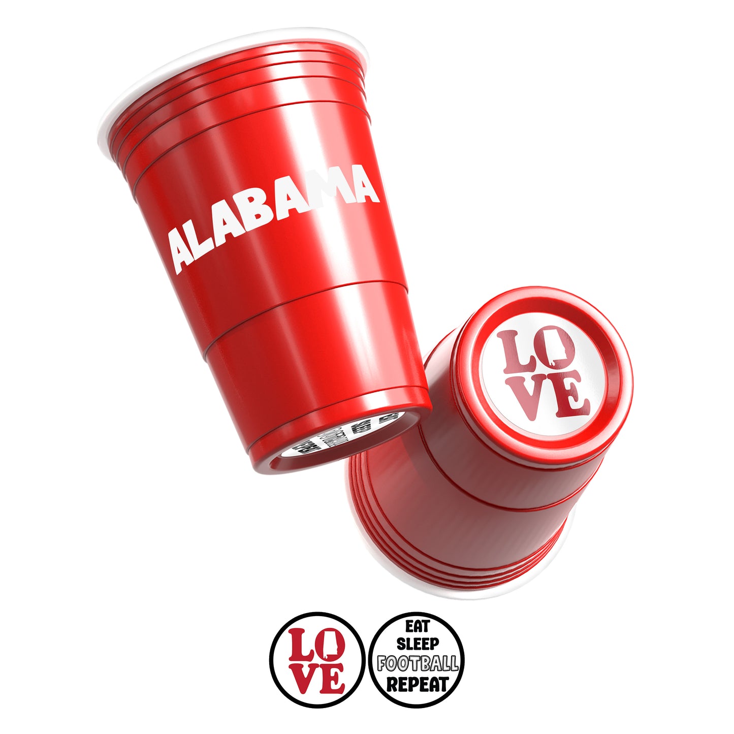 CooCoo Cups® 16oz Alabama "Love Bama & Eat, Sleep, Football, Repeat" Party Cups - 50 Count