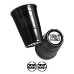 Two black CooCoo Cups® are shown displaying the logo and bottom stickers labeled “Send Nudes” and "Sent Nudes."