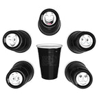 Black CooCoo Cups® are shown with bottom stickers featuring expressive and hilarious face illustration.