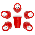 Red CooCoo Cups® are shown with bottom stickers featuring expressive and hilarious face illustration.