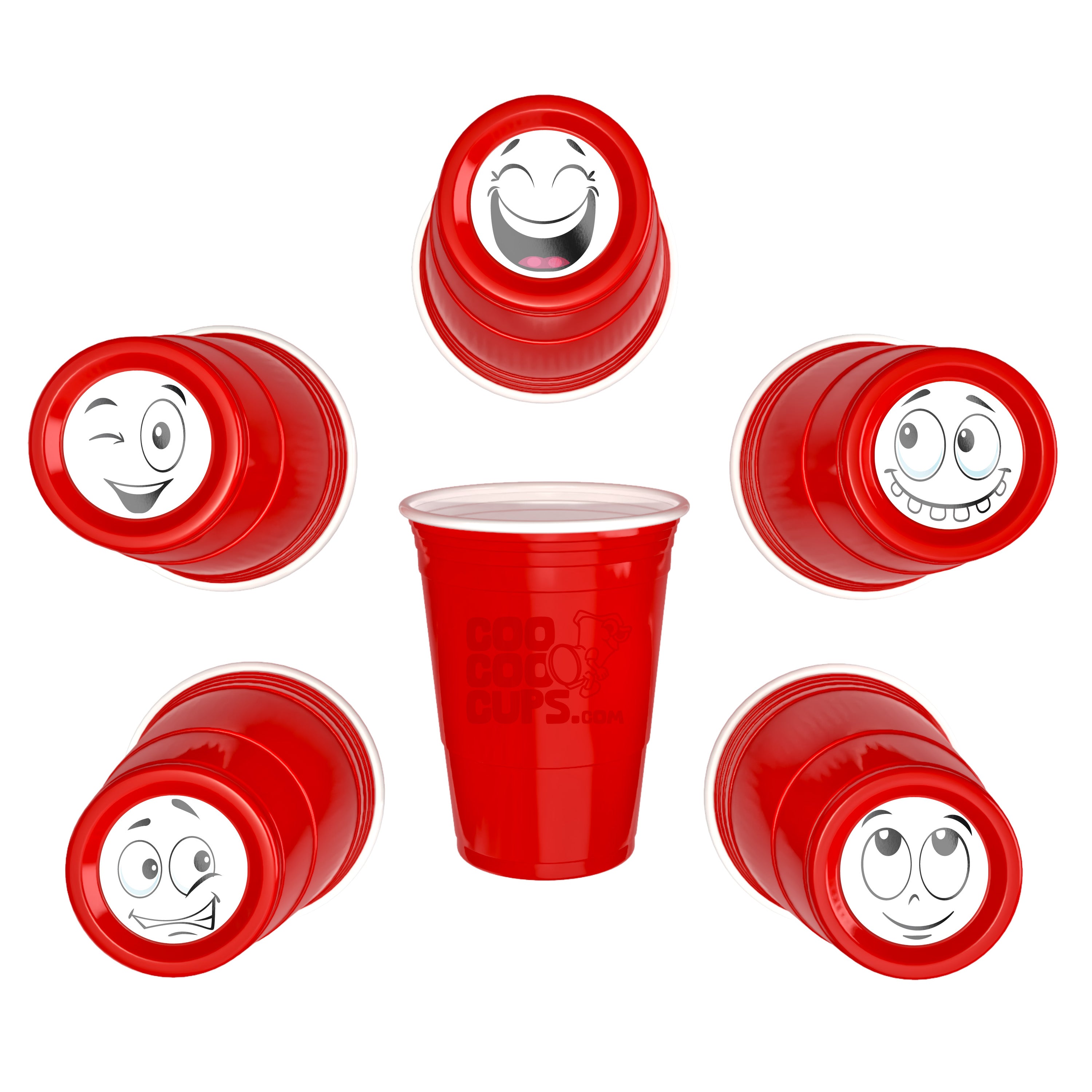 CooCoo Cups® 16oz "Funny Smiley Faces" Party Cups - 50 Count
