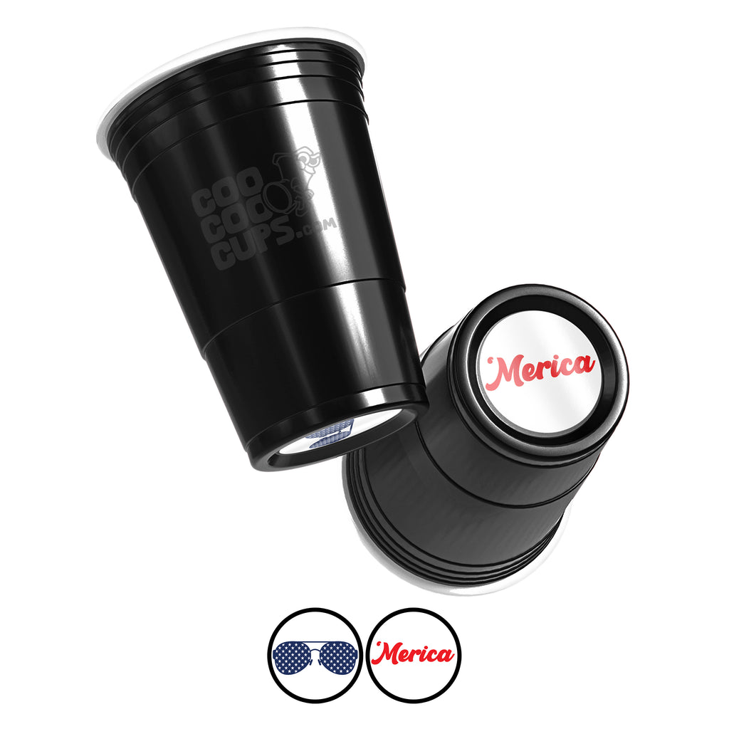 CooCoo Cups® 16oz USA Star Glasses & 'Merica Party Cups - 50 Count