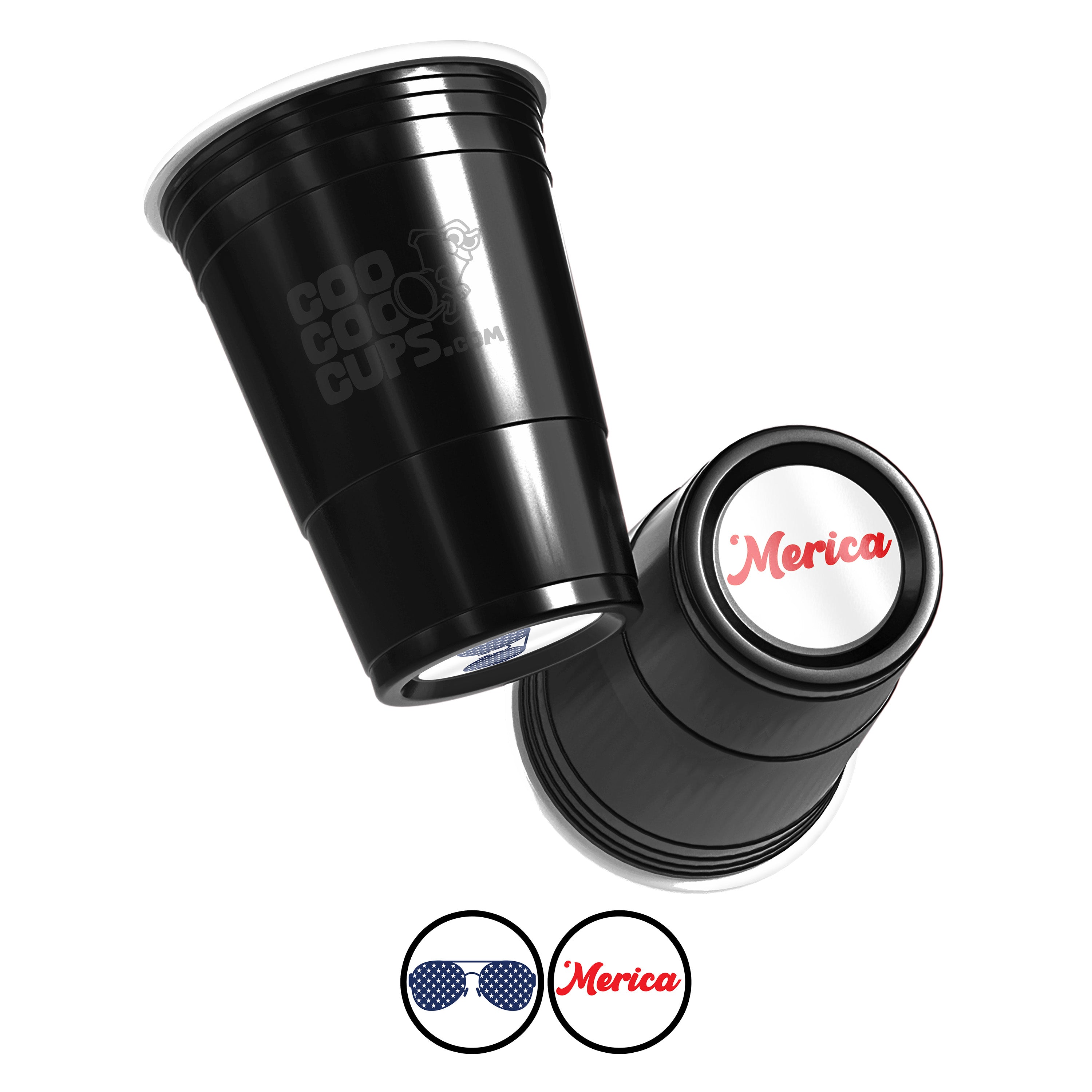 CooCoo Cups® 16oz USA Star Glasses & 'Merica Party Cups - 50 Count
