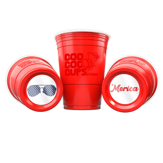 USA - Star Glasses & 'Merica - 16 oz Party Cups (50 Count)