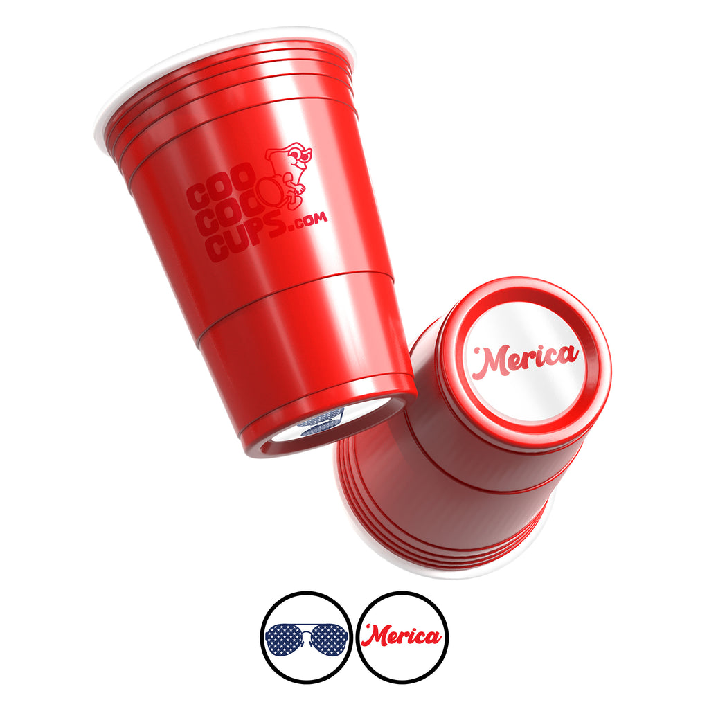 CooCoo Cups® 16oz USA Star Glasses & 'Merica Party Cups - 50 Count