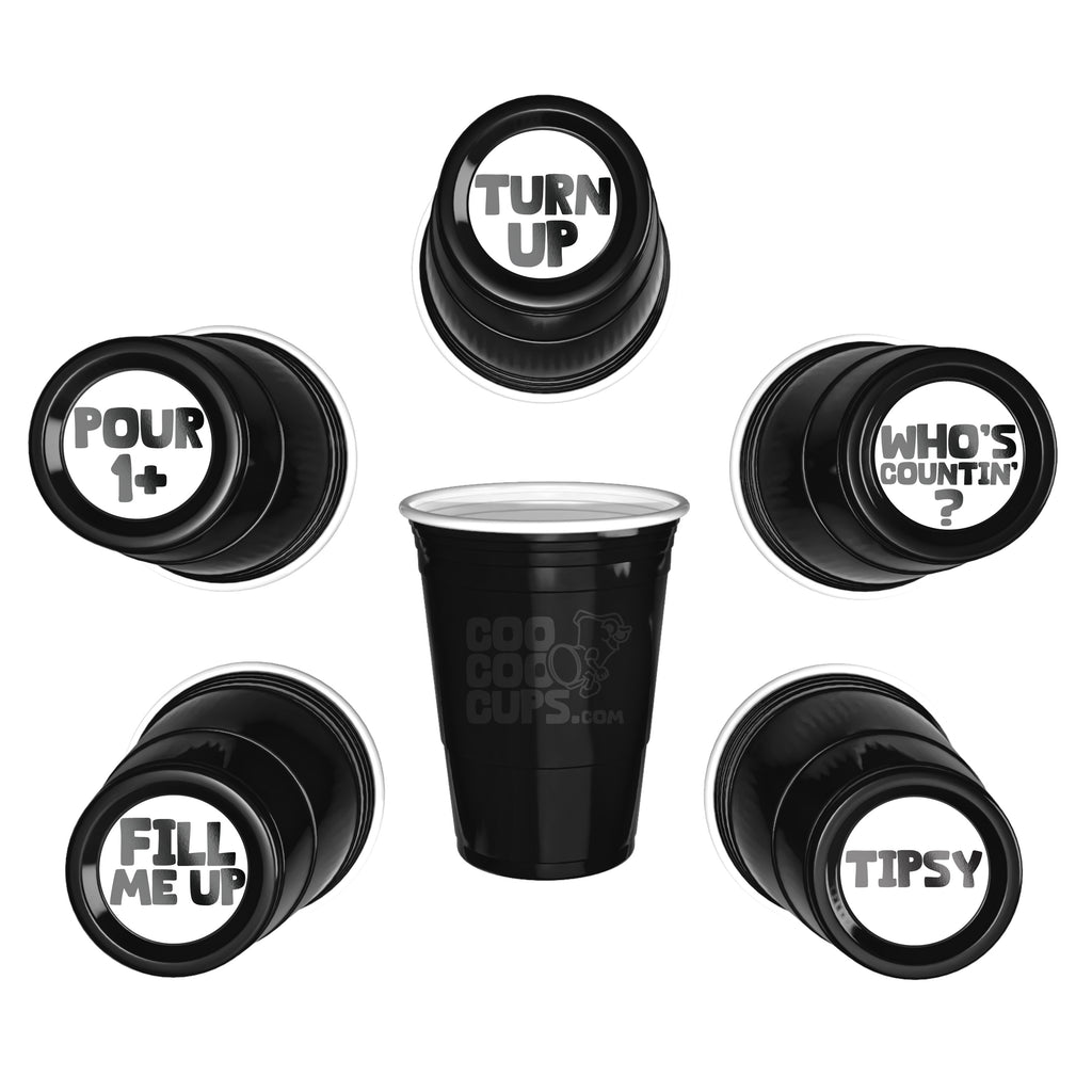 CooCoo Cups® 16 oz "Fill Me Up, Turn Up, Pour 1+, Tipsy, Who's Counting?" Party Cups - 50 Count