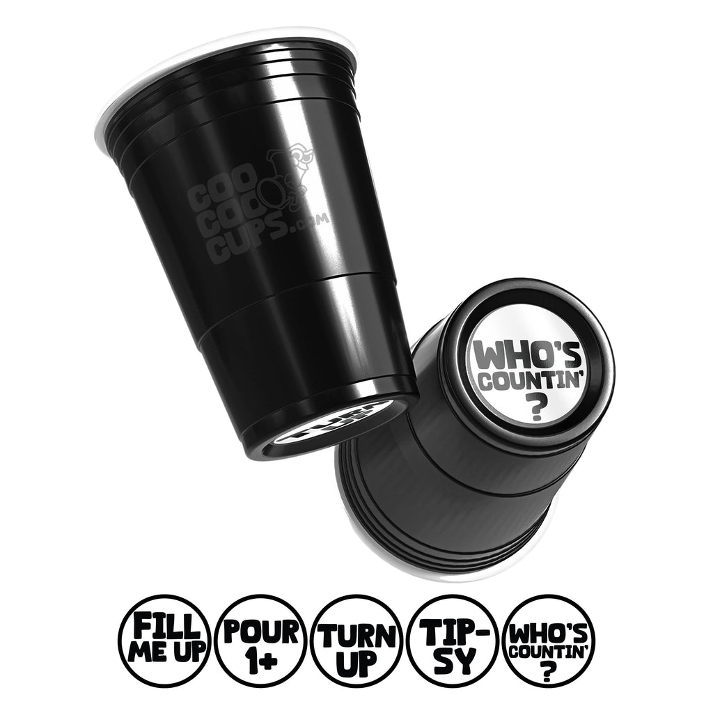 CooCoo Cups® 16 oz "Fill Me Up, Turn Up, Pour 1+, Tipsy, Who's Counting?" Party Cups - 50 Count