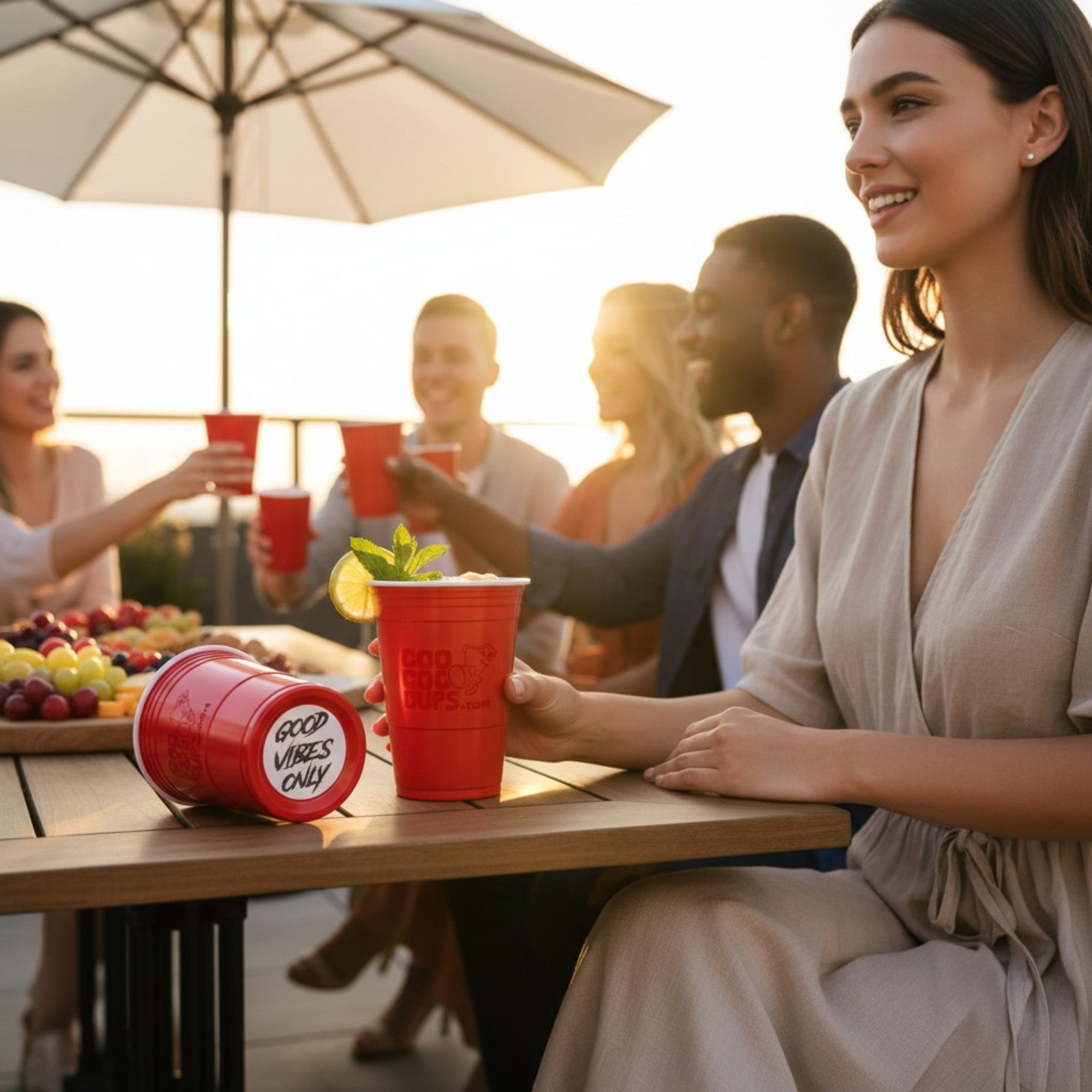 CooCoo Cups® 16oz "GOOD VIBES ONLY" Party Cups - 50 Count