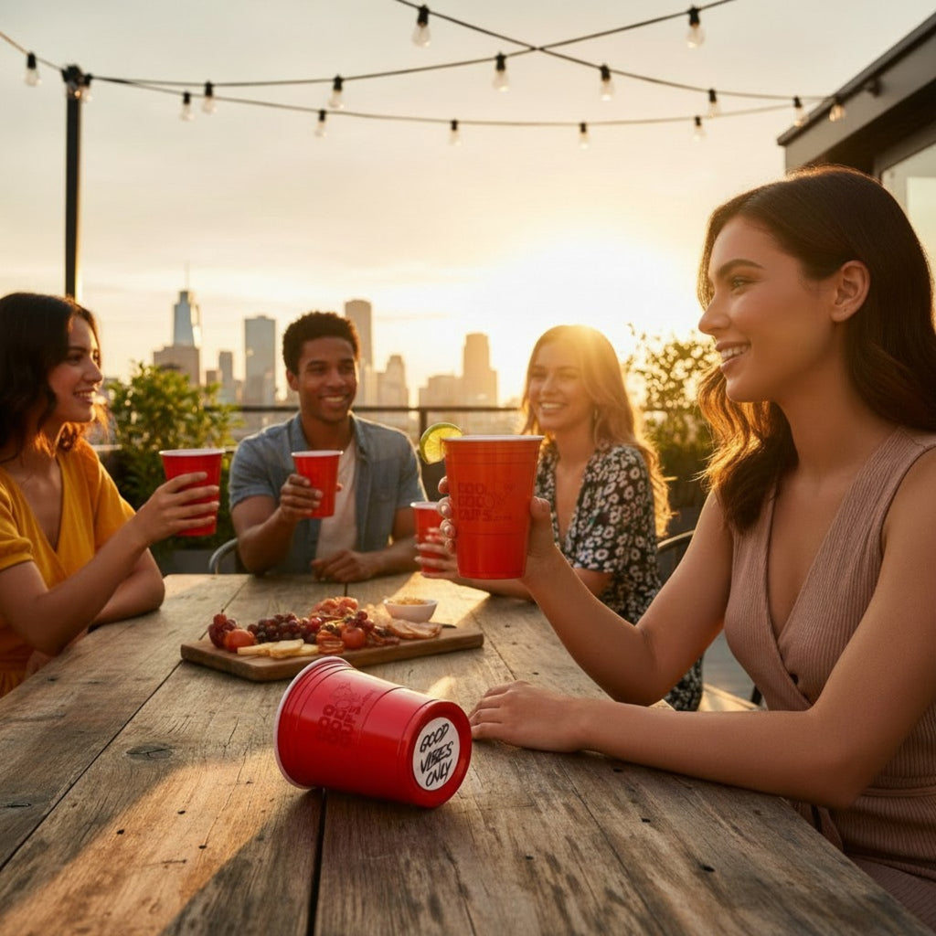 CooCoo Cups® 16oz "GOOD VIBES ONLY" Party Cups - 50 Count