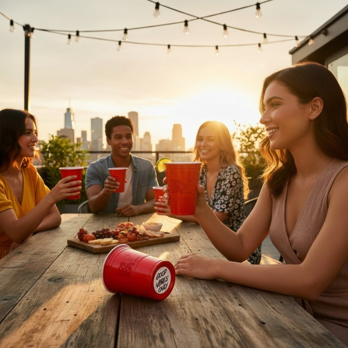 CooCoo Cups® 16oz "GOOD VIBES ONLY" Party Cups - 50 Count