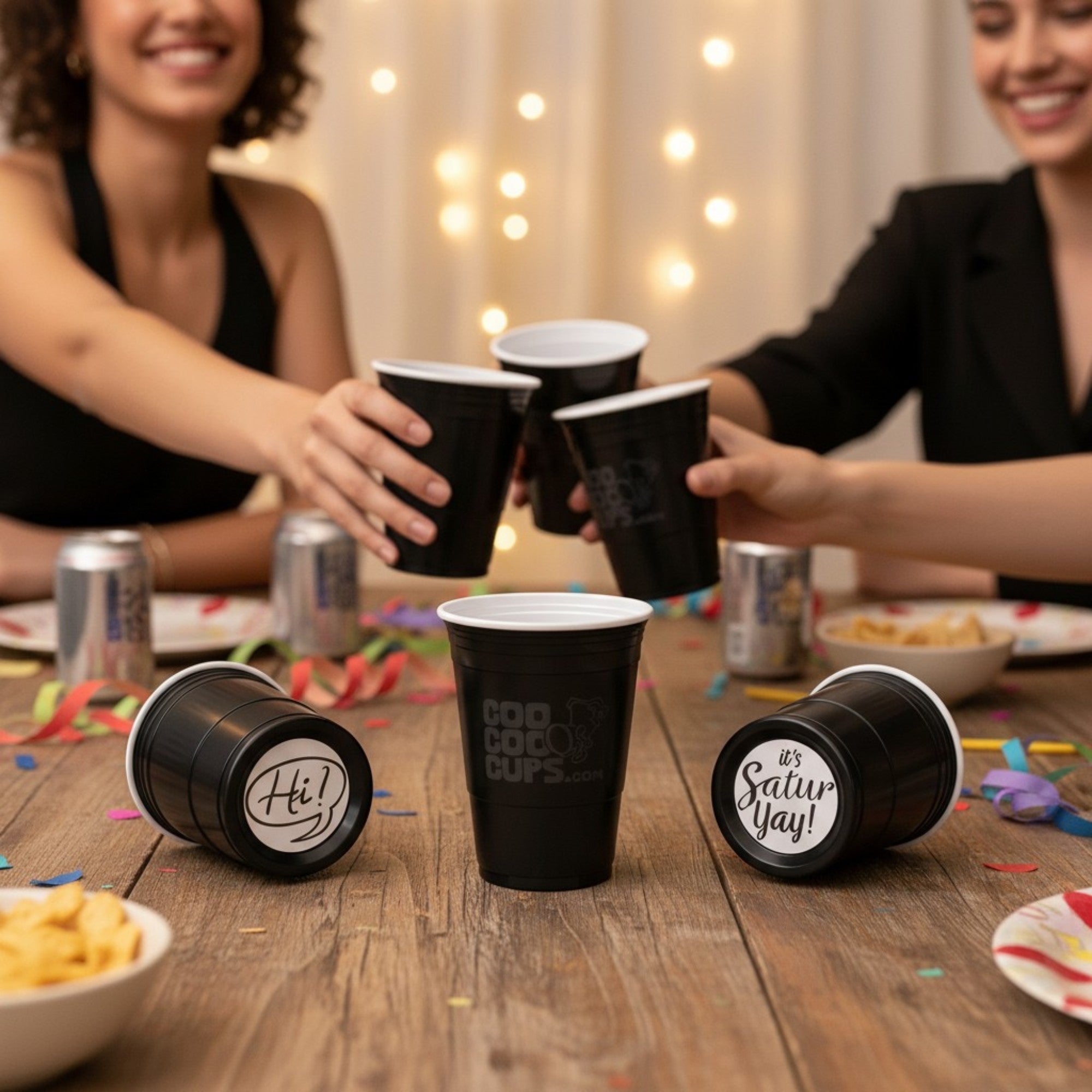 CooCoo Cups® 16oz "Hi, Bye, Good Day, SaturYay" Party Cups - 50 Count
