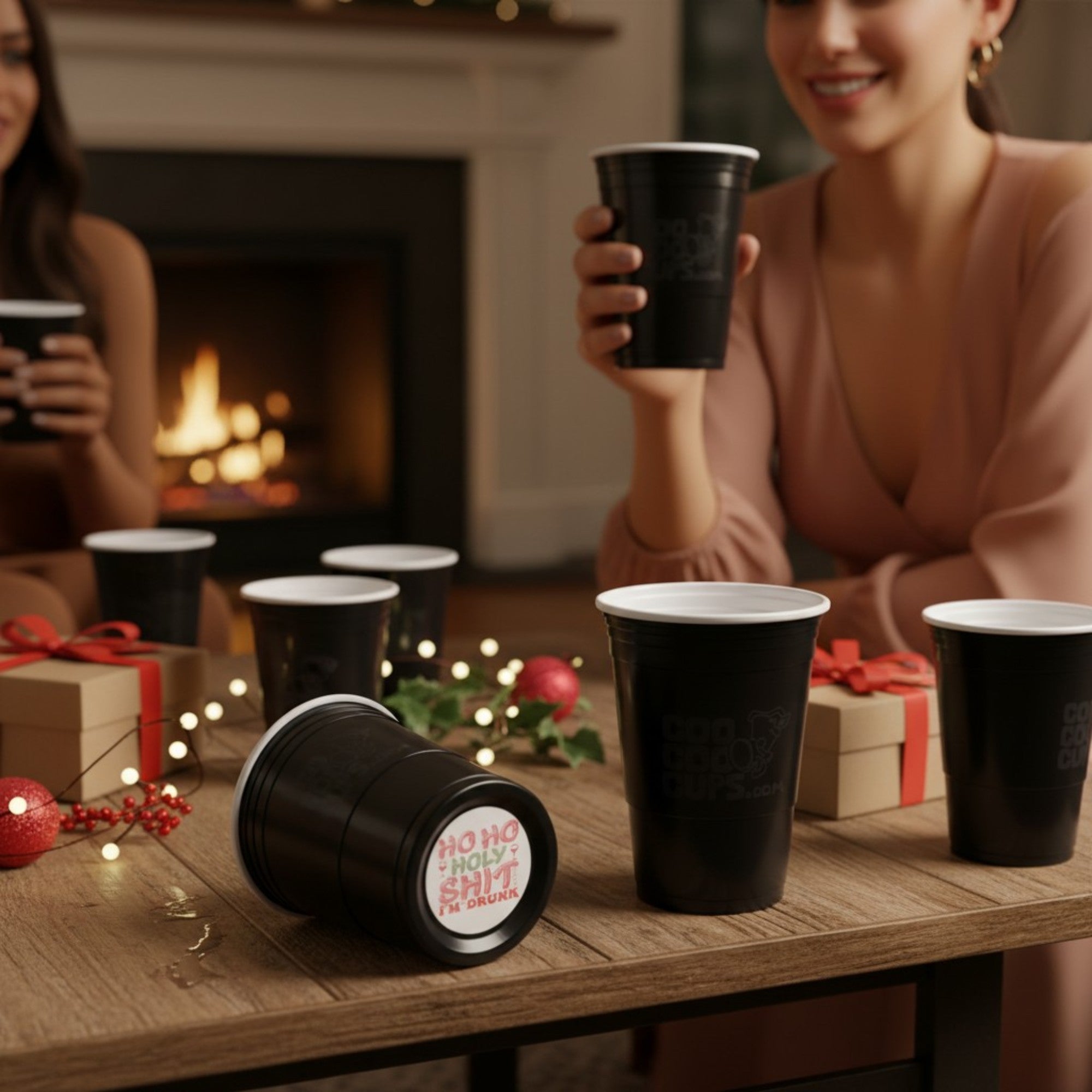 CooCoo Cups® 16oz "Ho, Ho, Holy Sh*t I'm Drunk" Party Cups - 50 Count