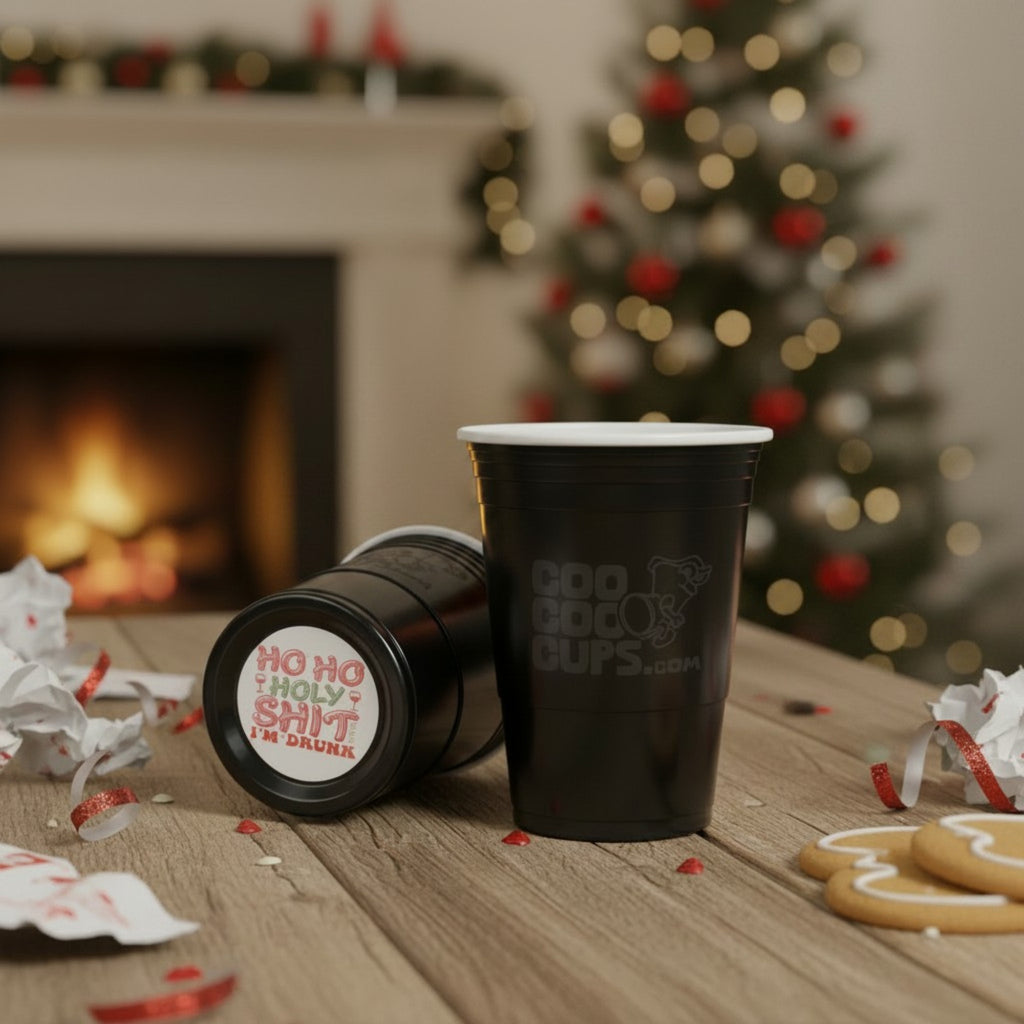 CooCoo Cups® 16oz "Ho, Ho, Holy Sh*t I'm Drunk" Party Cups - 50 Count