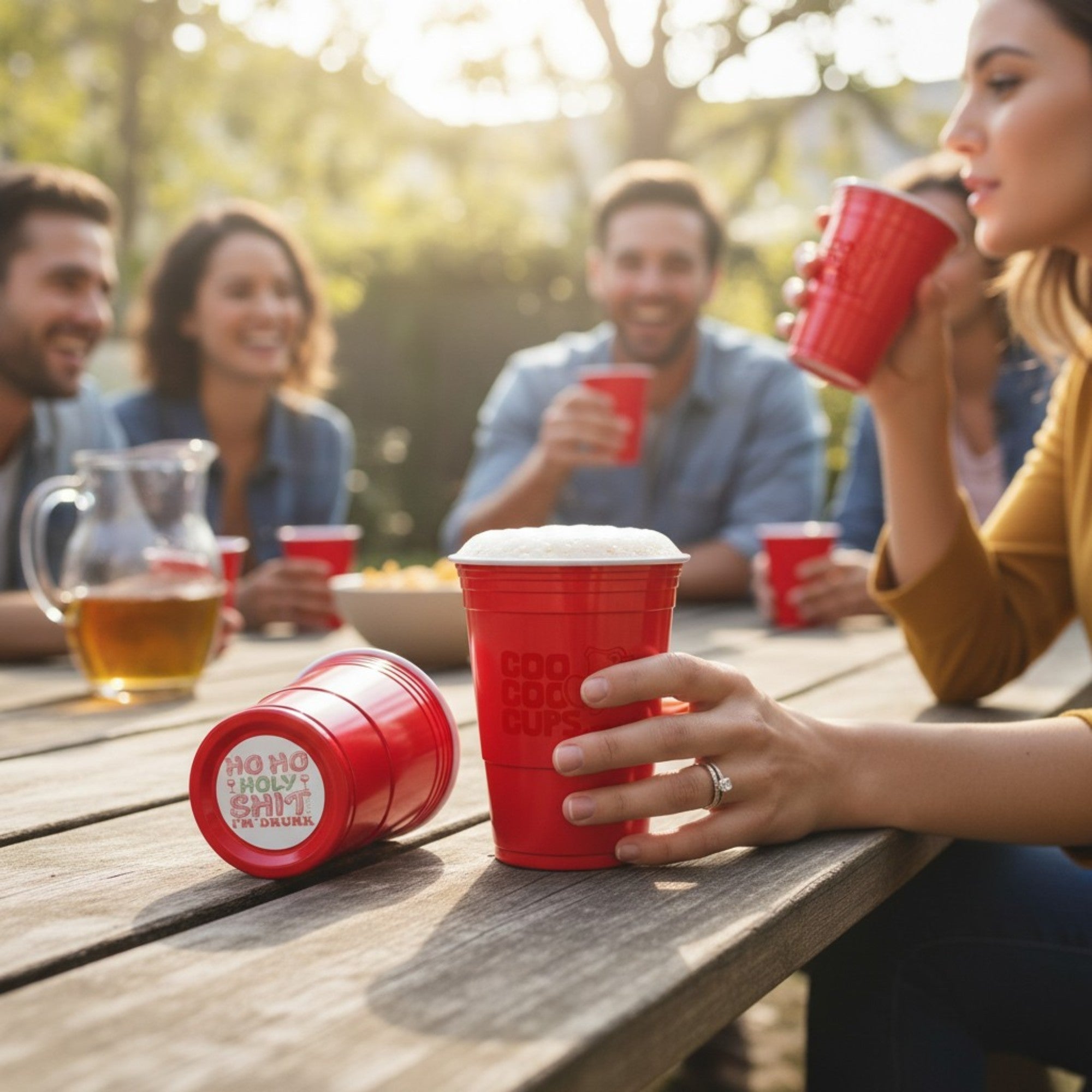 CooCoo Cups® 16oz "Ho, Ho, Holy Sh*t I'm Drunk" Party Cups - 50 Count