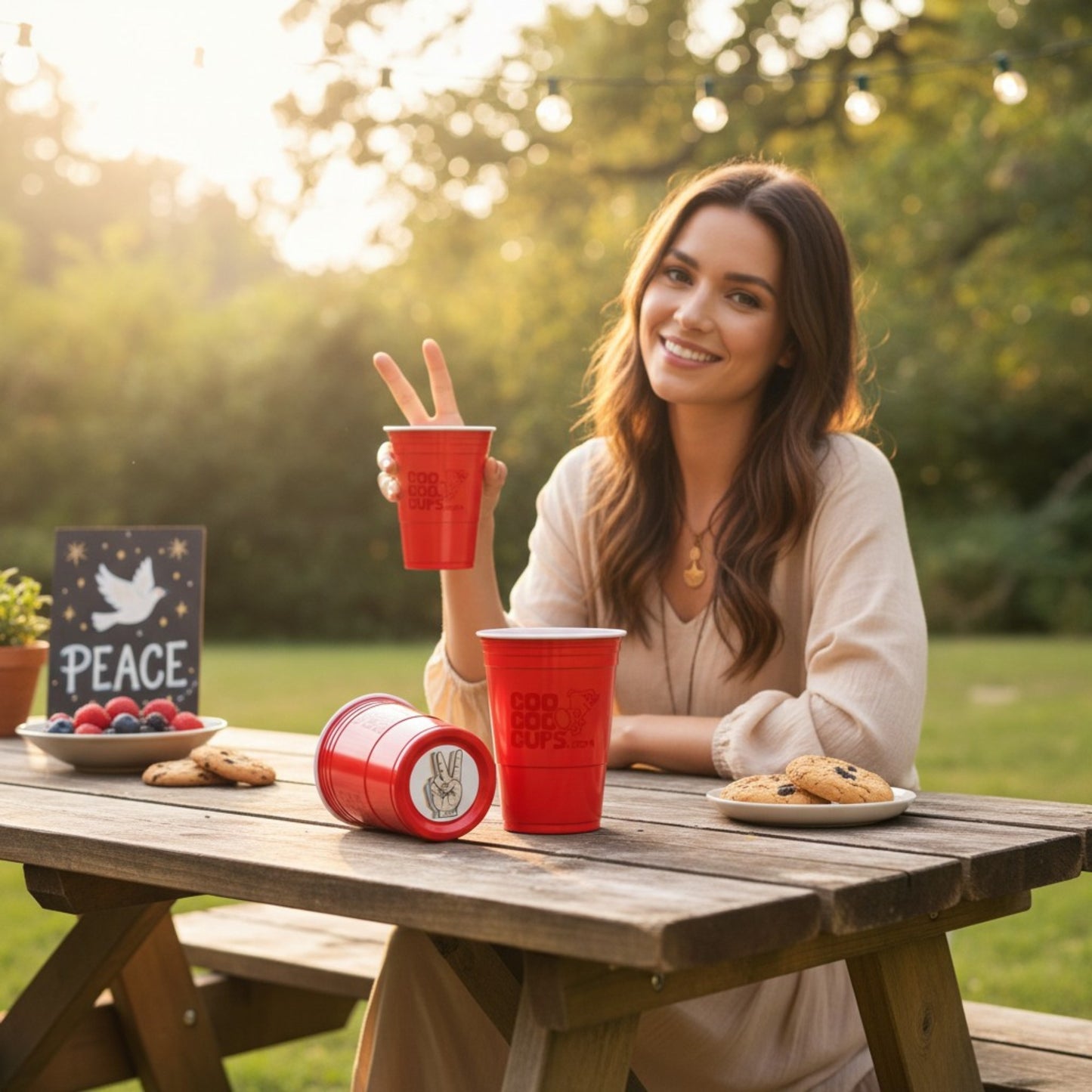 CooCoo Cups® 16oz Peace Party Cups - 50 Count