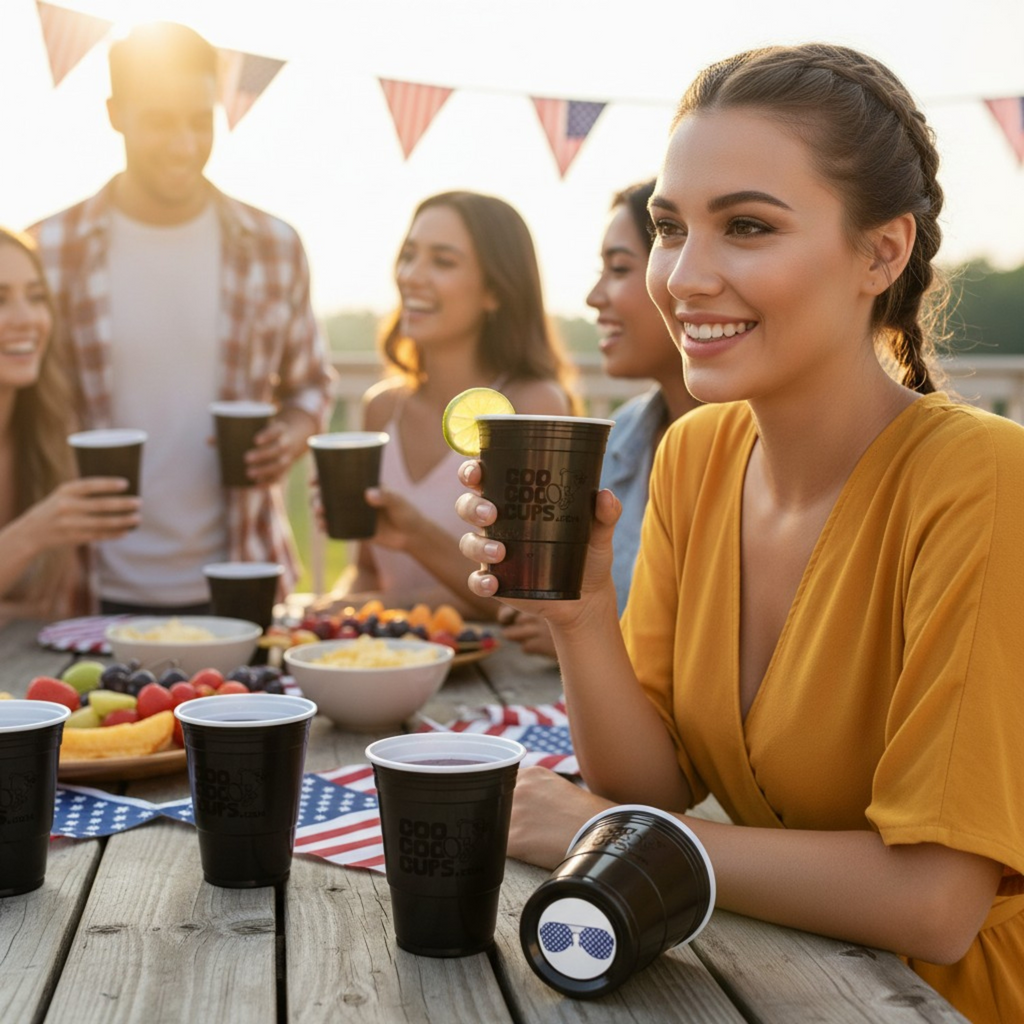 CooCoo Cups® 16oz USA Star Glasses & 'Merica Party Cups - 50 Count