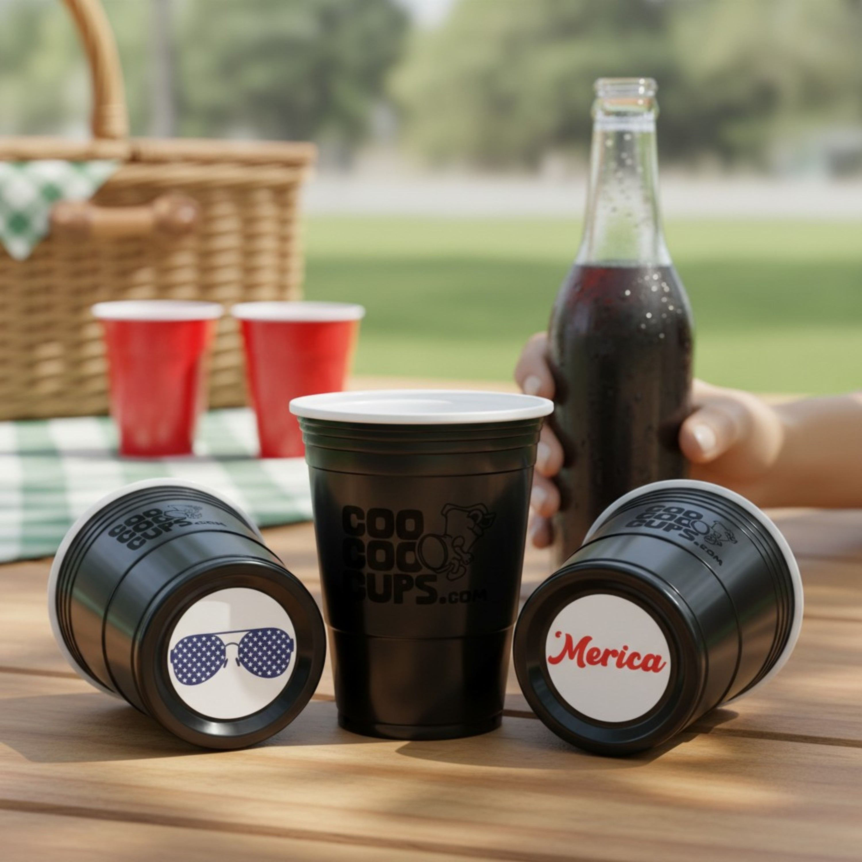 CooCoo Cups® 16oz USA Star Glasses & 'Merica Party Cups - 50 Count