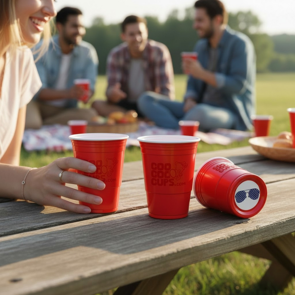 CooCoo Cups® 16oz USA Star Glasses & 'Merica Party Cups - 50 Count